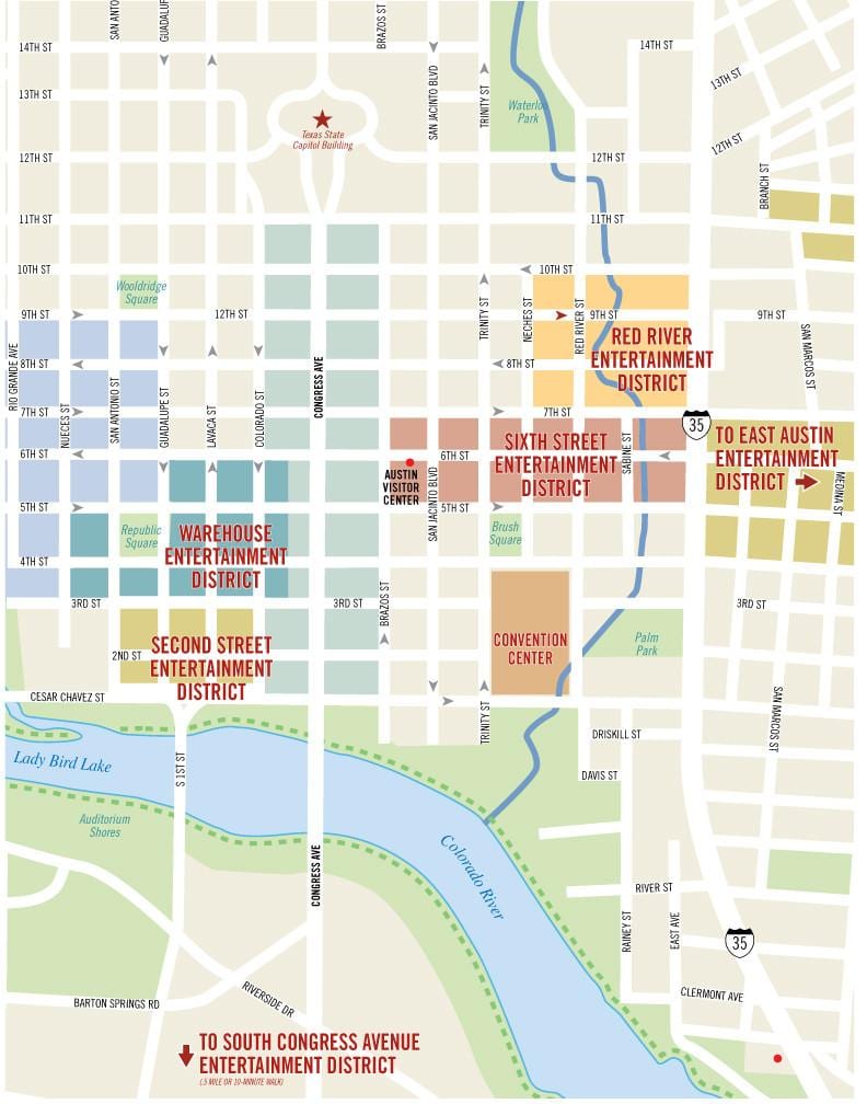 Austin 6th street mappa