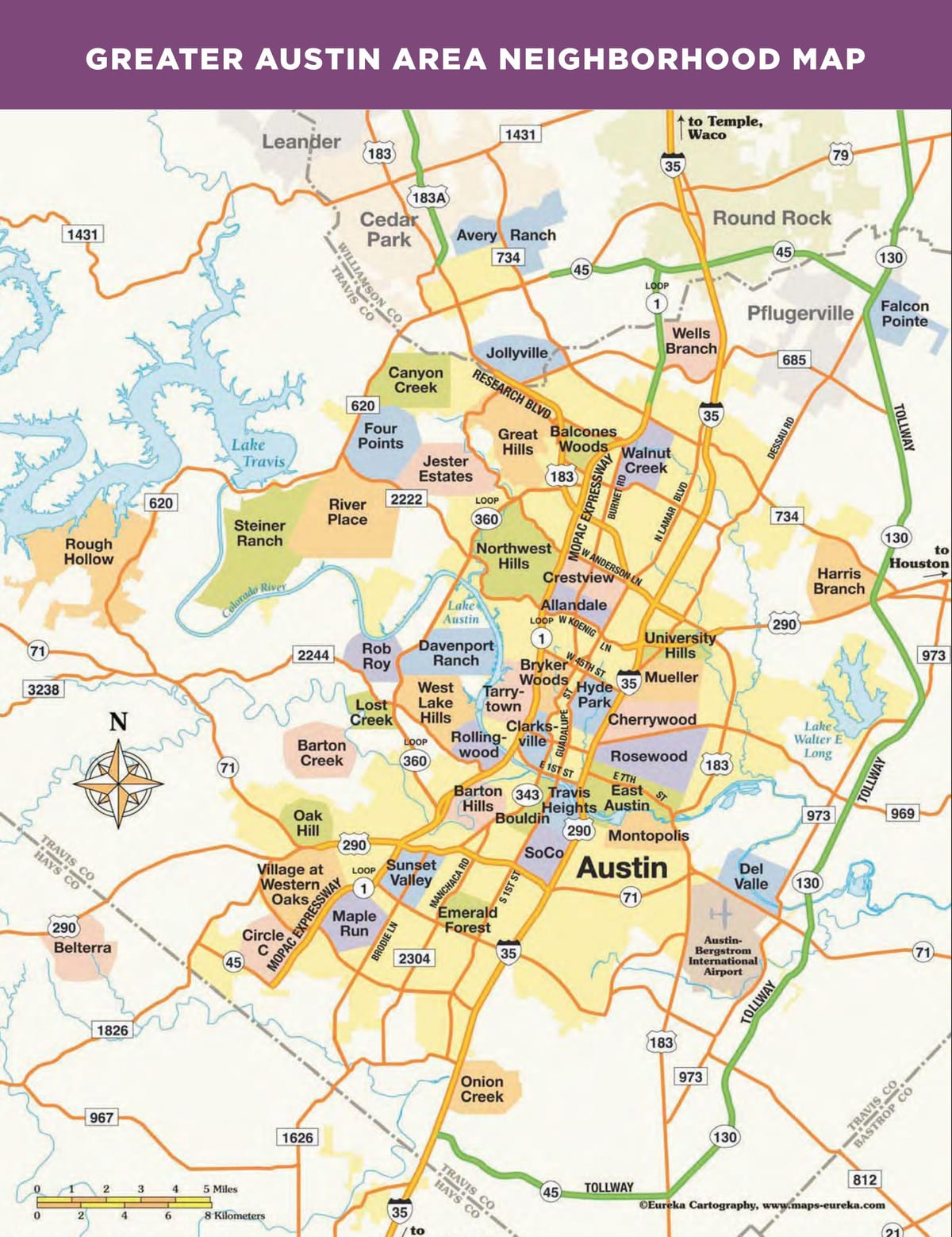 mappa della zona di Austin