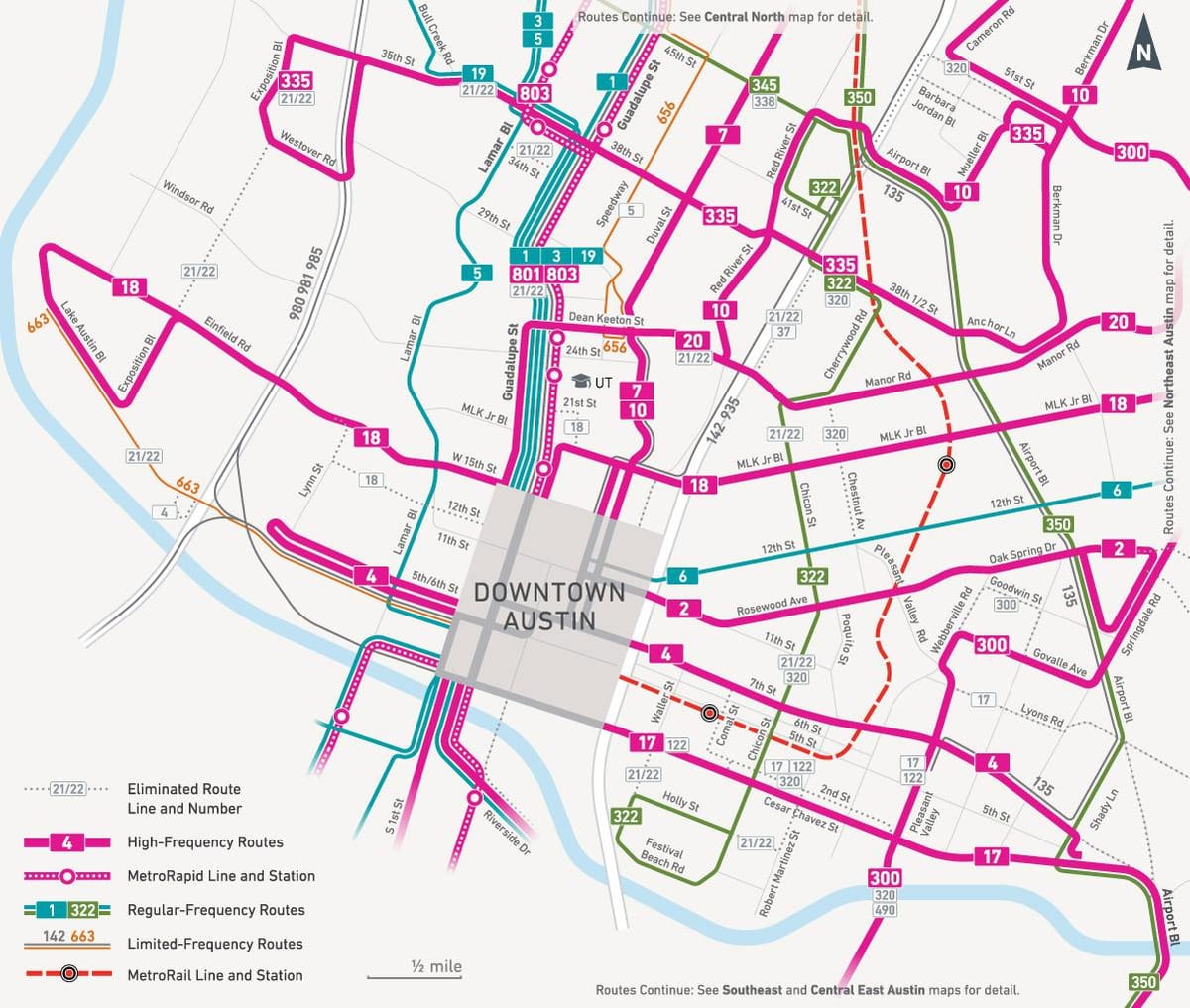 mappa di Austin bus