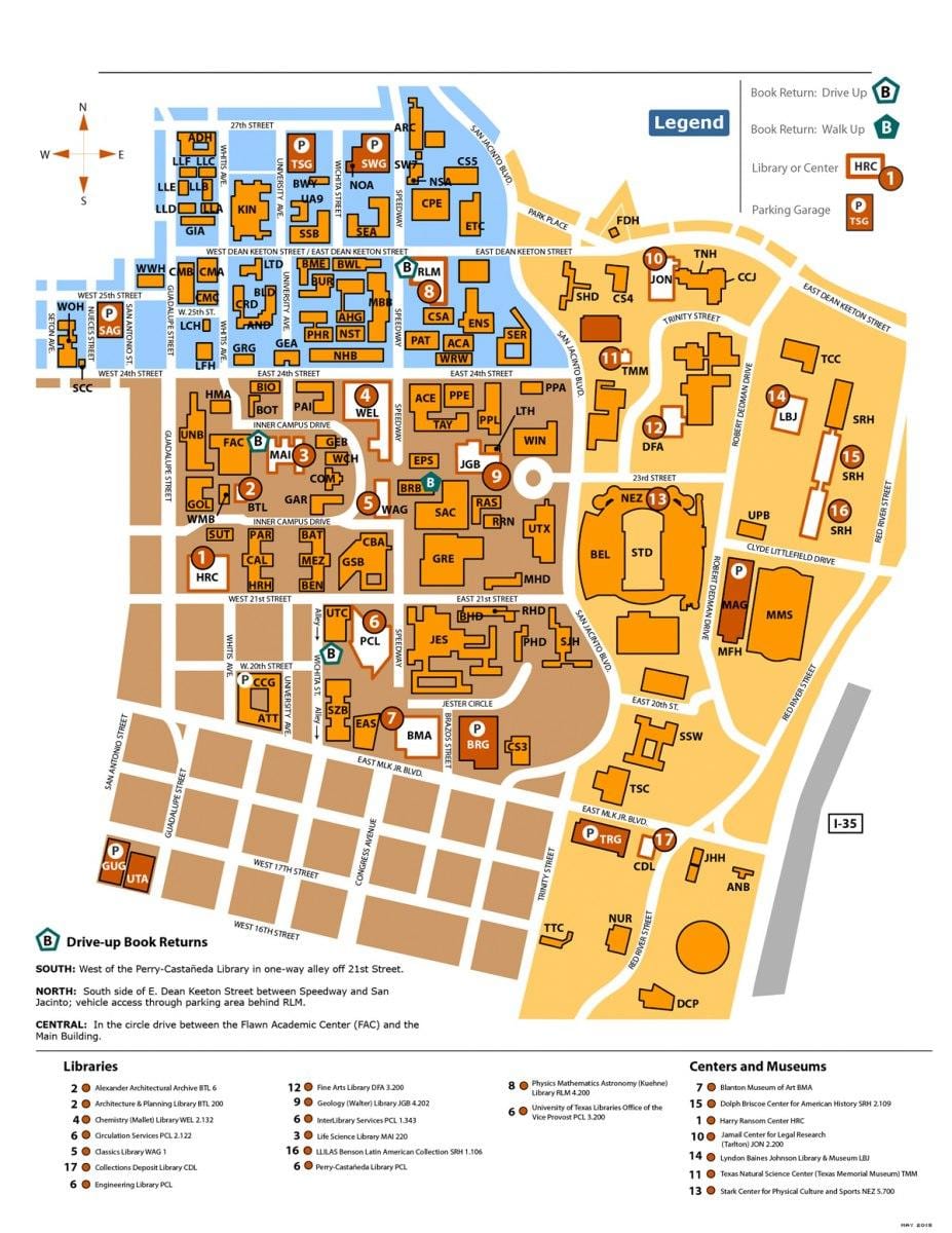 l'università del texas di Austin mappa del campus