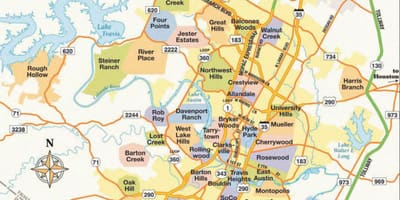 Mappa della zona di Austin