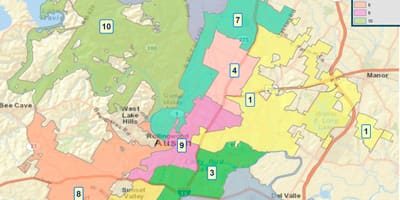 Mappa della città di Austin consiglio di quartiere